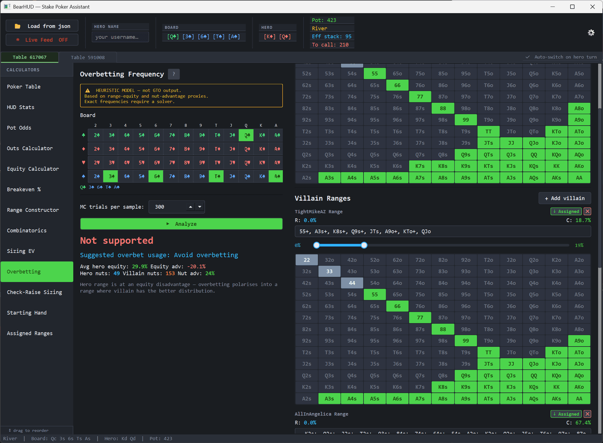BearHUD overbetting strategy heuristic screen
